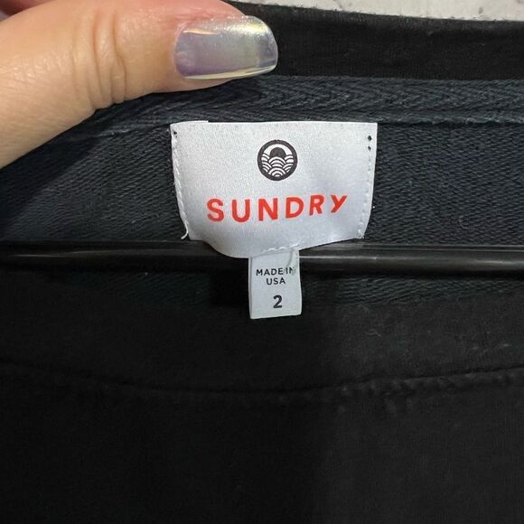 Sundry Ombre Off Shoulder Sweatshirt Black & Gray Pullover Size 2= M=8-10 - Picture 4 of 7